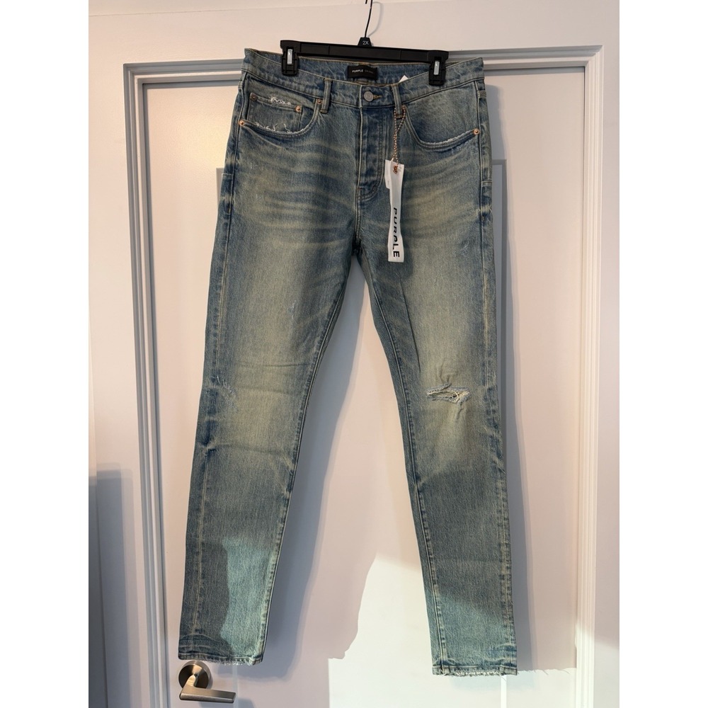 NWT Purple Brand P001 Skinny Aged Ripped Distressed Jeans Low Rise Stretch Denim